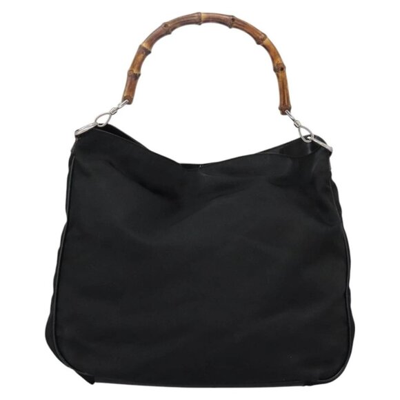 GUCCI Bamboo Hand Bag Nylon 2way Black 001 - Picture 2 of 16